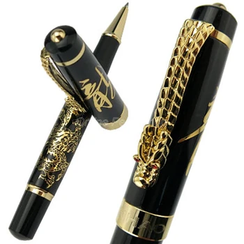 Jinhao Ancient Black Потомки Дракона, Многоразовая шариковая ручка с золотой отделкой, Профессиональные канцелярские принадлежности для офиса