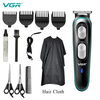 VGR Машинка для стрижки волос USB Электрический Триммер для Мужчин Комплект тонкой настройки Профессиональная Перезаряжаемая парикмахерская машинка для стрижки волос