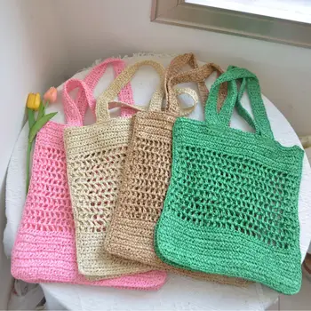 Красочная тканая сумка через плечо в новом стиле Ins, ручная рыболовная сеть, женская модная пляжная сумка
