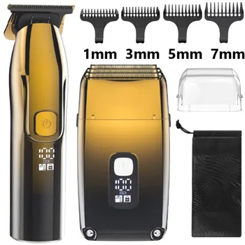 Профессиональная Металлическая Электробритва с 3 ножами, Станок для бритья лысой головы для мужчин, инструмент для отделки выцветания, Беспроводной набор Триммеров для волос